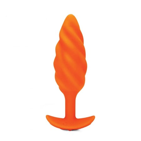 b-Vibe Swirl Rechargeable Vibrating Silicone Textured Anal Plug Orange-Pinkfoxxx