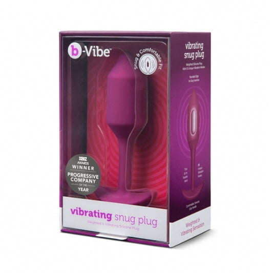 b-Vibe Vibrating Snug Plug 2 Rechargeable Weighted Silicone Anal Plug Rose-Pinkfoxxx