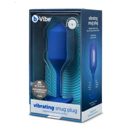 b-Vibe Vibrating Snug Plug 4 Rechargeable Weighted Silicone Anal Plug Navy-Pinkfoxxx