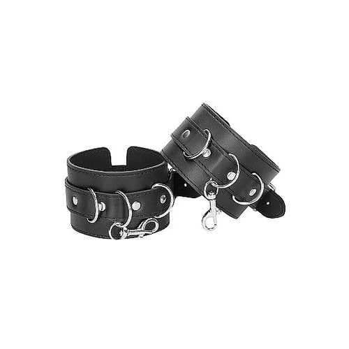 B&W HOGTIE W/ HAND & ANKLE CUFFS BONDED LEATHER - SHTOU668BLK