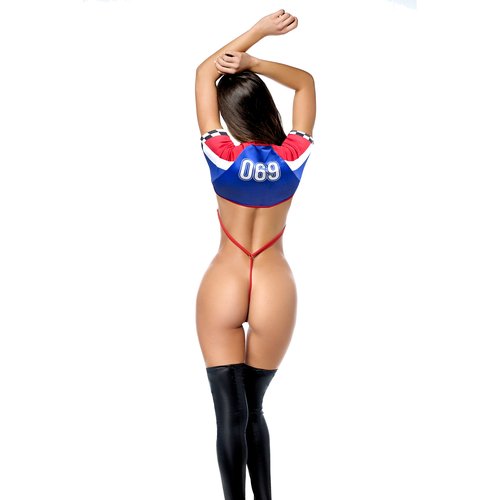 Off to the races in the hottest look on the track. Pit stop hottie costume includes slings