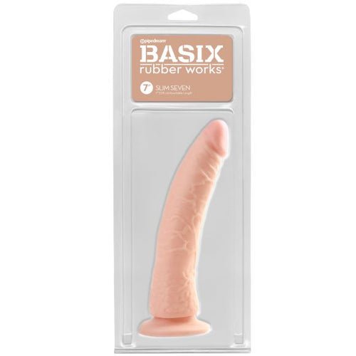 BASIX RUBBER WORKS 7IN FLESH SLIM DONG W/ SUCTION CUP