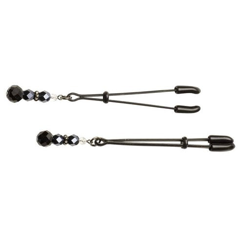 BLACK TWEEZER CLAMP BLACK W/BEADS - SPF115
