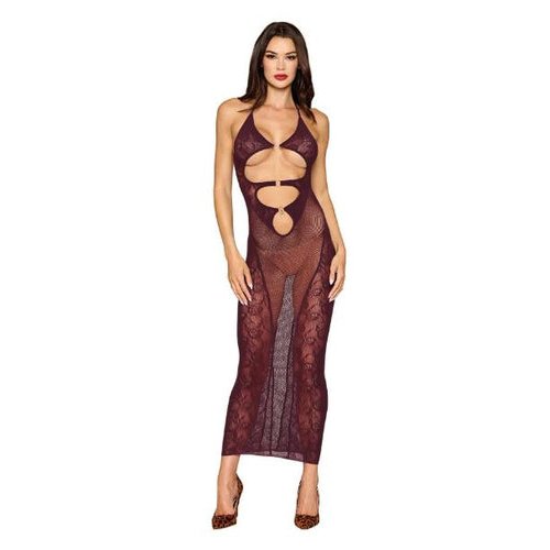 BODYSTOCKING GOWN & SHRUG CHERRY LACQUER O/S - DG0523CHRLC