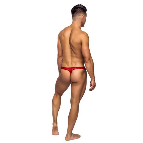 BONG THONG STRETCH LACE RED S/M - MP442162RESM