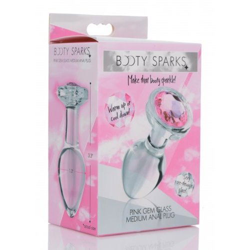 BOOTY SPARKS PINK GEM GLASS ANAL PLUG MEDIUM - XRAG430M