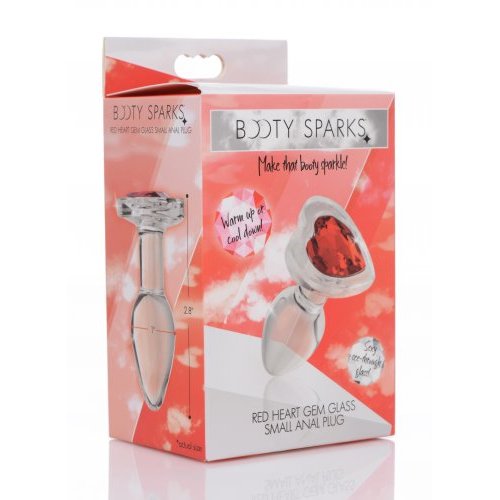 BOOTY SPARKS RED HEART GLASS ANAL PLUG SMALL - XRAG432S