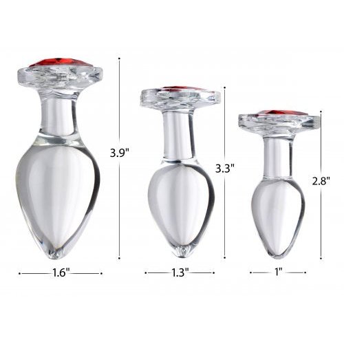 BOOTY SPARKS RED HEART GLASS ANAL PLUG SET - XRAG433