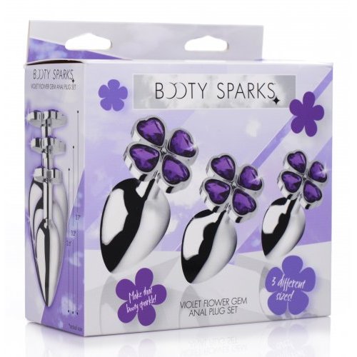 BOOTY SPARKS VIOLET FLOWER GEM ANAL PLUG SET - XRAG205