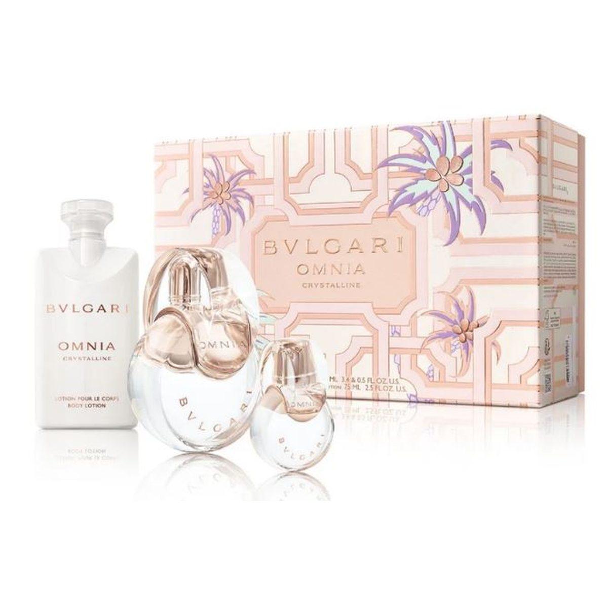 BVLGARI OMNIA CRYSTALLINE 3PC SET, WOMEN'S GIFT SET, EDT-Pinkfoxxx