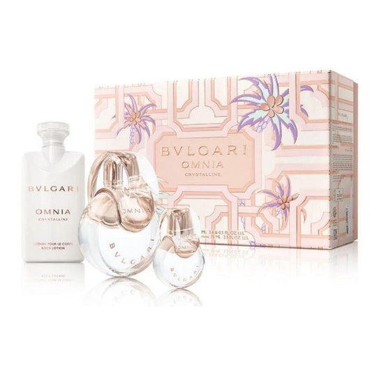 BVLGARI OMNIA CRYSTALLINE 3PC SET, WOMEN'S GIFT SET, EDT-Pinkfoxxx