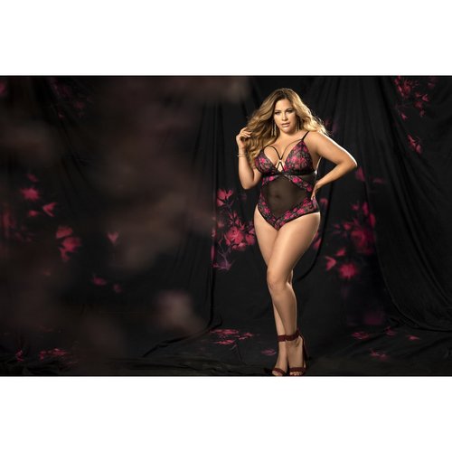 A delicate teddy that combines the sensuality of the transparency and femininity of flower