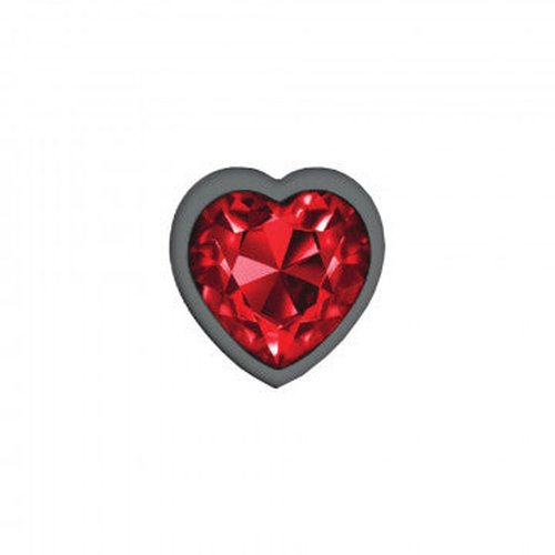 CHEEKY CHARMS HEART DEEP RED SMALL GUNMETAL BUTT PLUG - VBCC9135