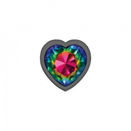 CHEEKY CHARMS HEART RAINBOW MEDIUM GUNMETAL BUTT PLUG - VBCC9133