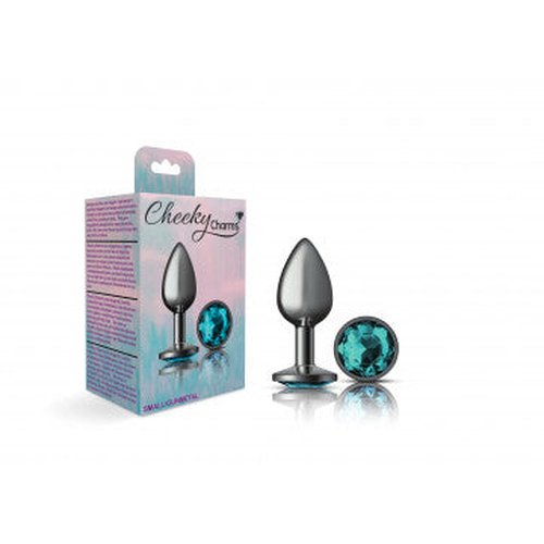 CHEEKY CHARMS ROUND TEAL SMALL GUNMETAL BUTT PLUG - VBCC9120