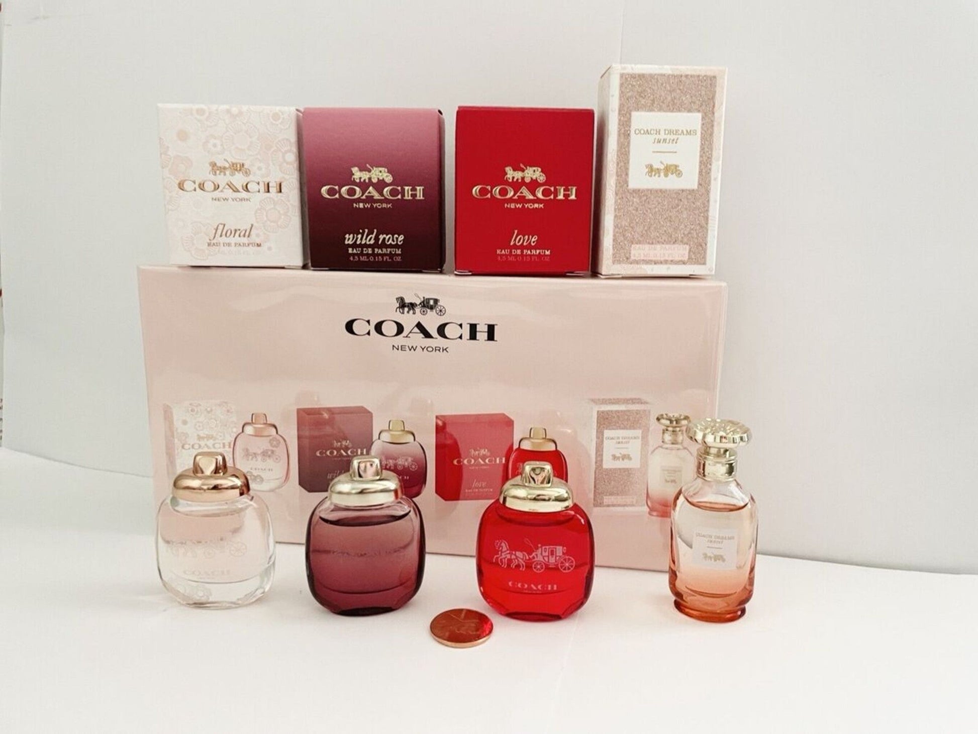 COACH MINI 4PC SET, WOMEN'S GIFT SET, EDP-Pinkfoxxx