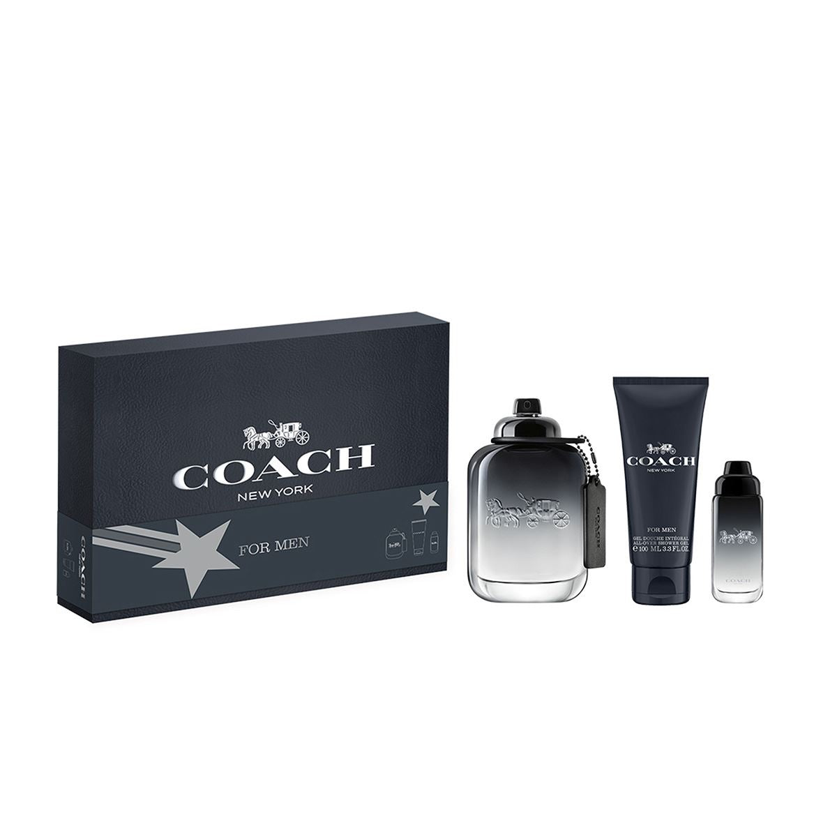 COACH NEW YORK 3PC SET, MEN'S GIFT SET, EDT-Pinkfoxxx