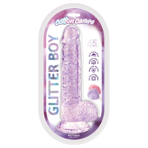 Cotton Candy Glitter Boy Jelly Glitter Dildo-Pink 7.3"