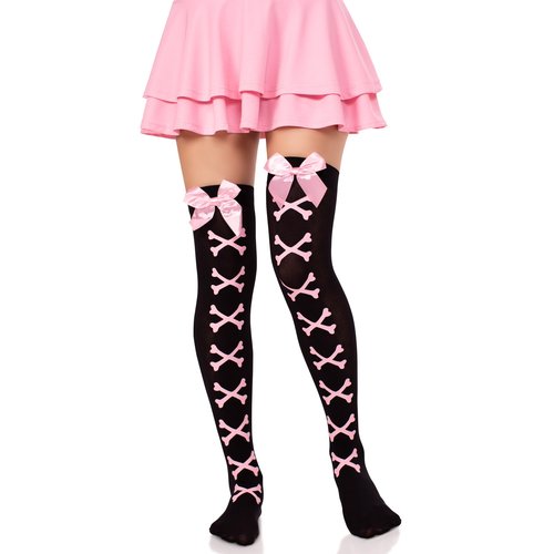 Crossbone Opaque Thigh Highs - 6230 13122