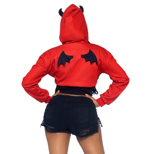 Devil Cropped Hoodie With Wings - 87079 01225