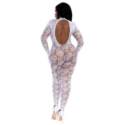 DREAMGIRL PLUS WHITE GLOVED BODYSTOCKING OSQ - DG0516WHTOSQ
