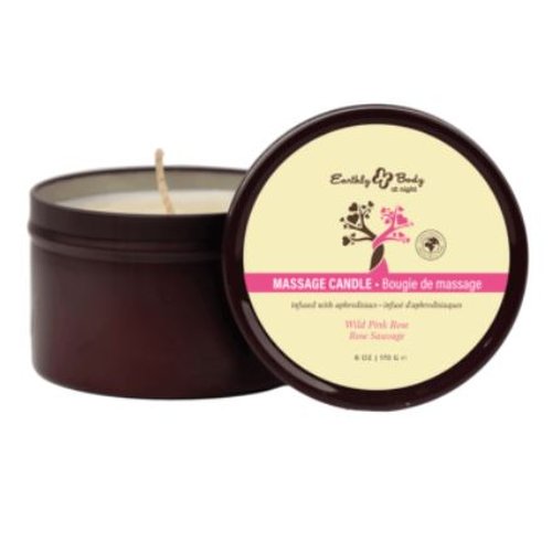 EARTHLY BODY AT NIGHT CANDLE APHRODISIAC WILD PINK ROSE 6OZ - EBHSBNAC032