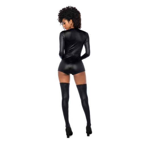 Indulge in your dominance with this sexy police costume. Long sleeved mini jumps