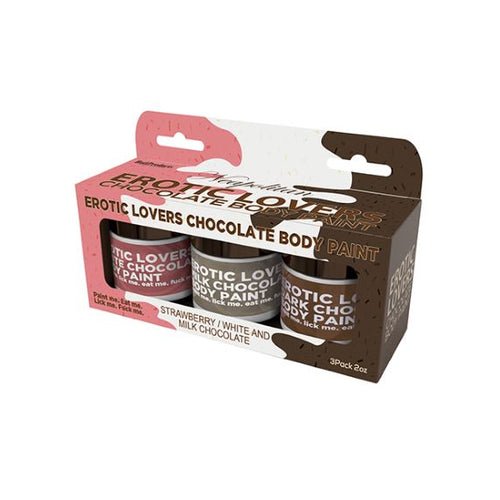 EROTIC CHOCOLATE BODY PAINTS WHITE MILK & STRAWBERRY