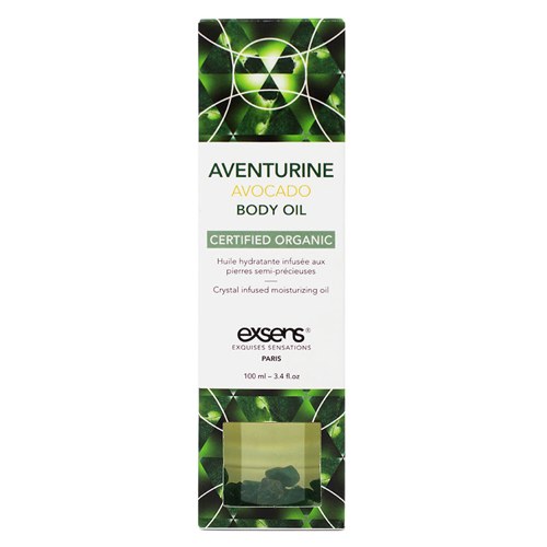 Exsens Organic Crystal Infused Body Oil-Aventurine Avocado 3.4oz