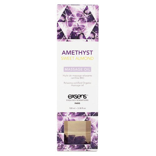 Exsens Organic Crystal Infused Massage Oil-Amethyst Sweet Almond 3.4oz