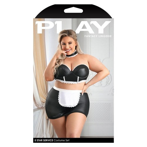 Fantasy Lingerie Play 5 Star Service Maid -Black 1x/2x