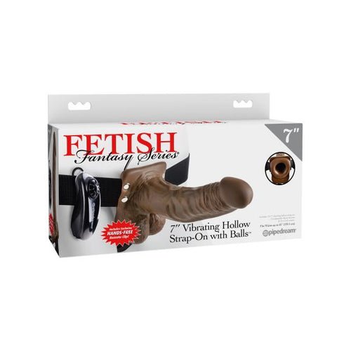 FETISH FANTASY HOLLOW STRAP ON W/BALL 7 VIBRATING BROWN " - PD337629