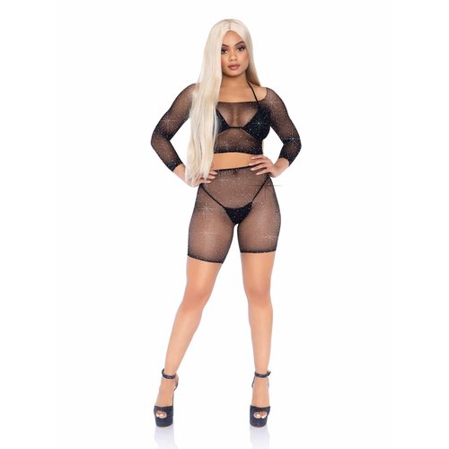 Good Vibes Fishnet Crop Top & Bike Shorts - 81608 00122