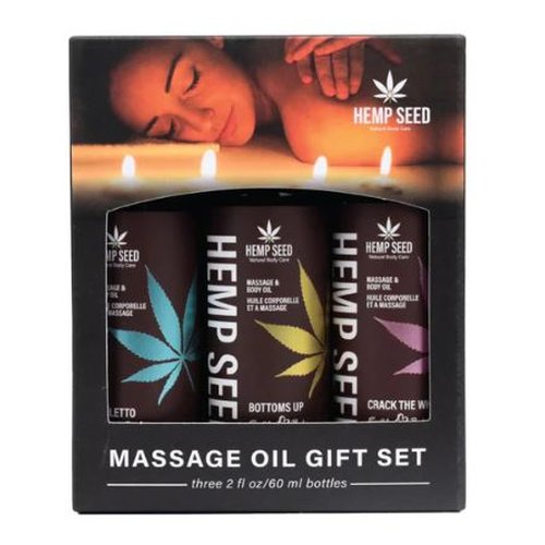 HEMP SEED VALENTINE'S 2025 MASSAGE OIL TRIO GIFT SET 1.75 OZ - EBMASGV225