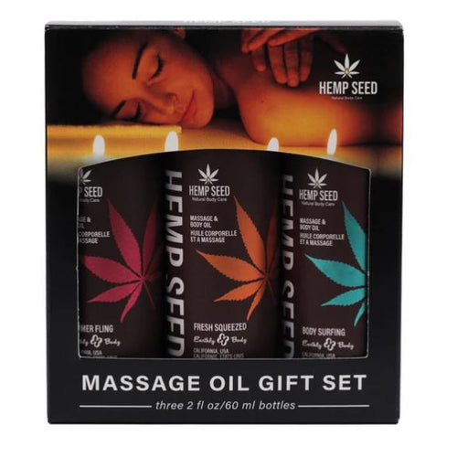 HEMP SEED MASSAGE & BODY OIL TRIO GIFT SET SUMMER 2025 - EBMASG225