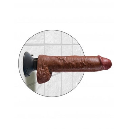KING COCK 10 IN COCK W/BALLS BROWN VIBRATING - PD541029