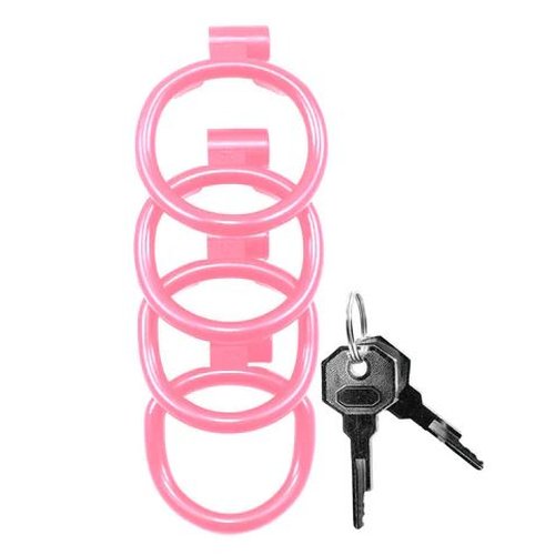 KINK CHASTITY SERIES LOCKING COCK CAGE XL PINK - FRKINK002225