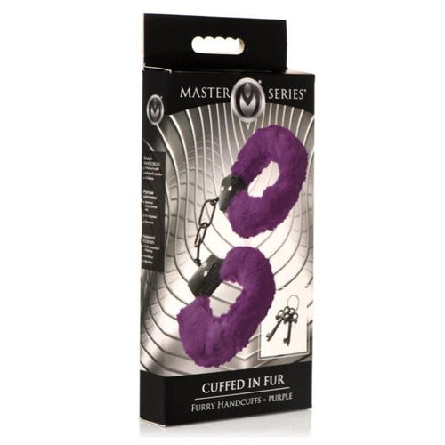 MASTER SERIES CUFFED IN FUR FURRY HANDCUFFS PURPLE - XRAG937PUR