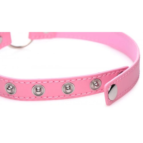 MASTER SERIES KINKY KITTY RING SLIM CHOKER PINK - XRAG726PNK