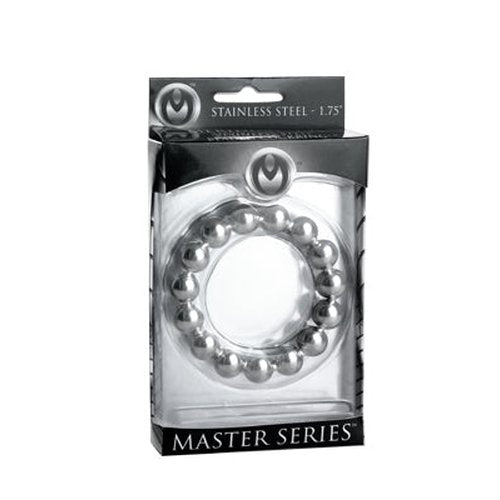 MASTER SERIES STAINLESS STEEL BEADED COCK RING 1.75IN - XRAD128SM