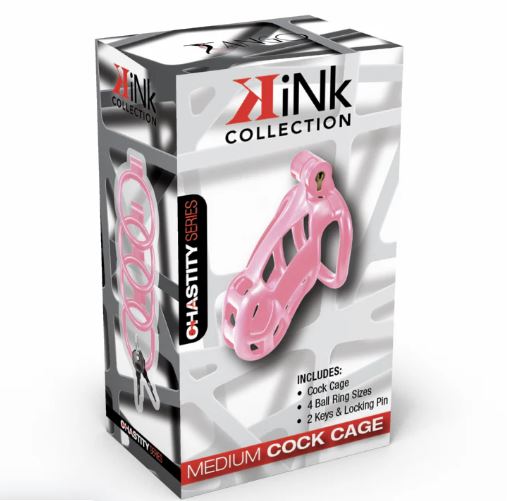 KINK CHASTITY SERIES LOCKING COCK CAGE M PINK - FRKINK002223