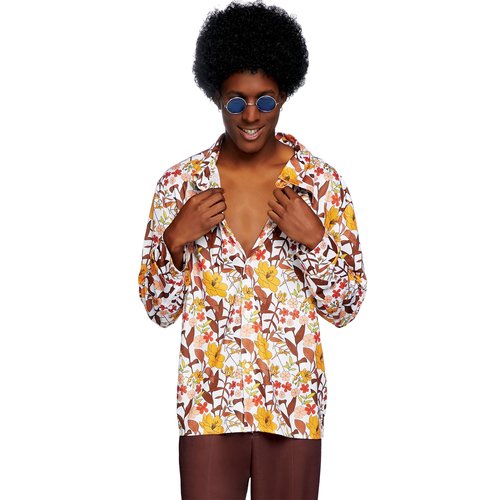 Men's 1970s Floral Disco Costume Shirt - 86846 10106