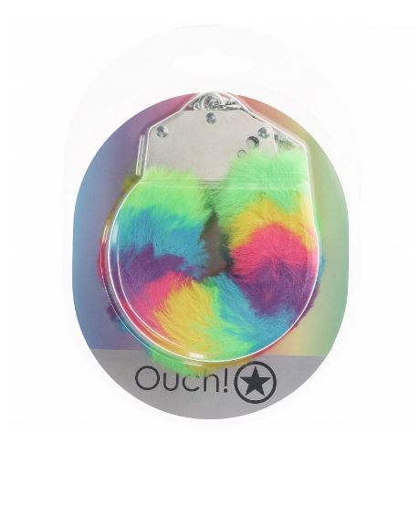 OUCH! HEAVY DUTY FLUFFY HANDCUFFS - MULTICOLOR 1 - SHTOU1046MUL1
