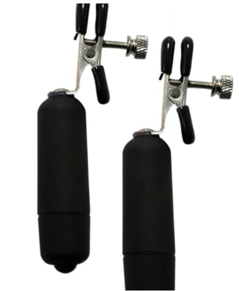 KINK COLLECTION VIBRATING NIPPLE CLAMPS BLACK - FRKINK002016
