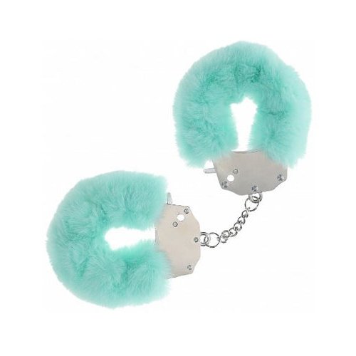 OUCH! HEAVY DUTY FLUFFY HANDCUFFS - POWDER GREEN - SHTOU1046PGRN