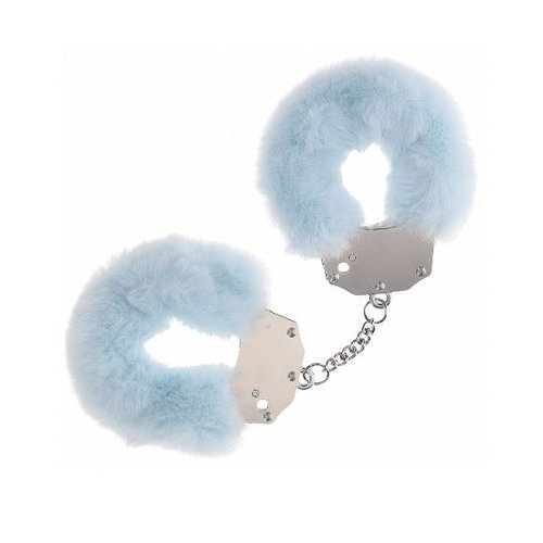 OUCH! HEAVY DUTY FLUFFY HANDCUFFS - POWDER BLUE - SHTOU1046PBLU