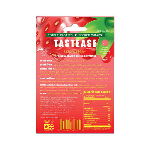 TASTEASE STRAWBERRY EDIBLE NIPPLE PASTIES & PECKER WRAPS - PASTTSSTW