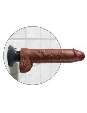 KING COCK 10 IN COCK W/BALLS BROWN VIBRATING - PD541029