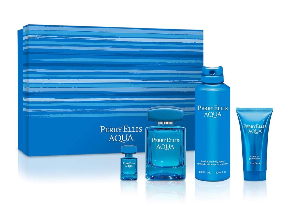 PERRY AQUA 4PC SET, MEN'S GIFT SET, EDT-Pinkfoxxx