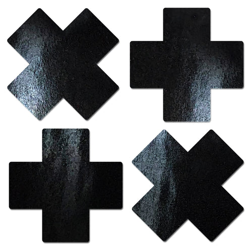 PASTEASE PETITE PLUS X FAUX LATEX BLACK CROSSES - PASPETPLSPLBK